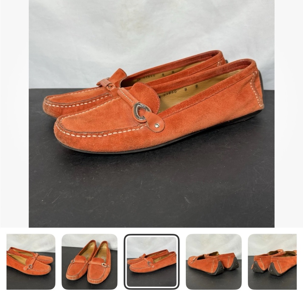Salvatore Ferragamo Women's Orange Suede Loafers